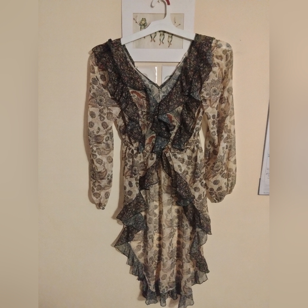 LetMeBe Floral Ruffle V-Neck Blouse - Picture 3 of 6